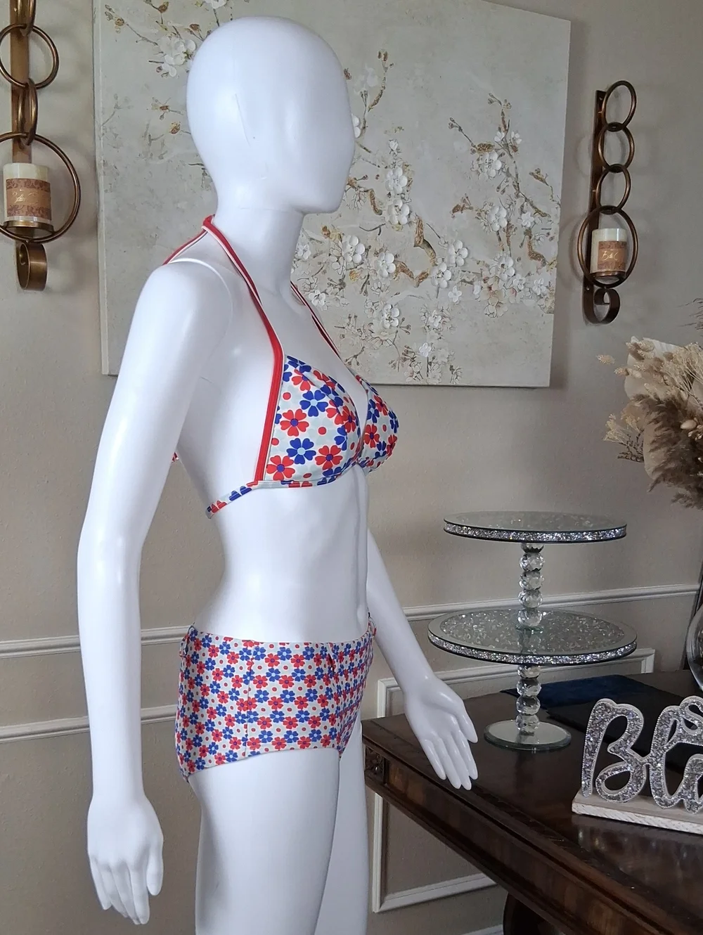 Victoria's Secret Retro Floral Halter High Waist Triangle Bikini Set Small